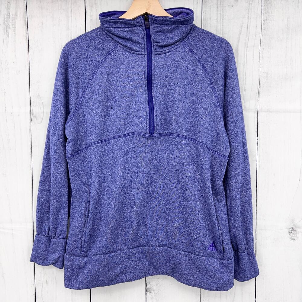 Adidas (L) Climawarm Womens Blue 1/2 Zip Athletic Pullover Sweater Sweatshirt